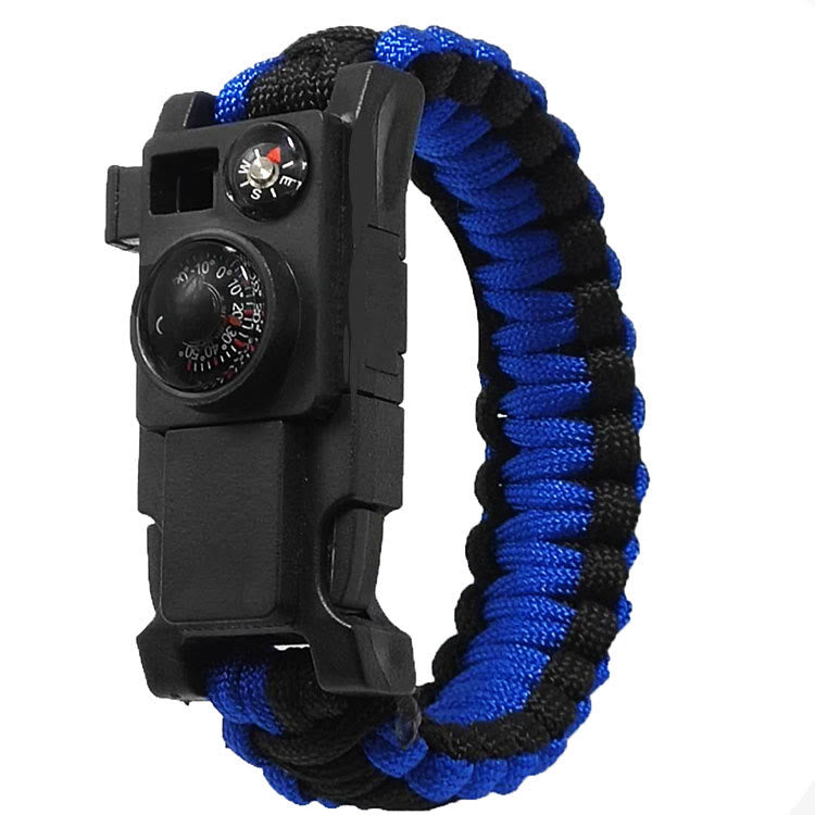 Outdoor Camping Multi-Tool Survival Paracord Bracelet - Black & Royal Blue - image 0