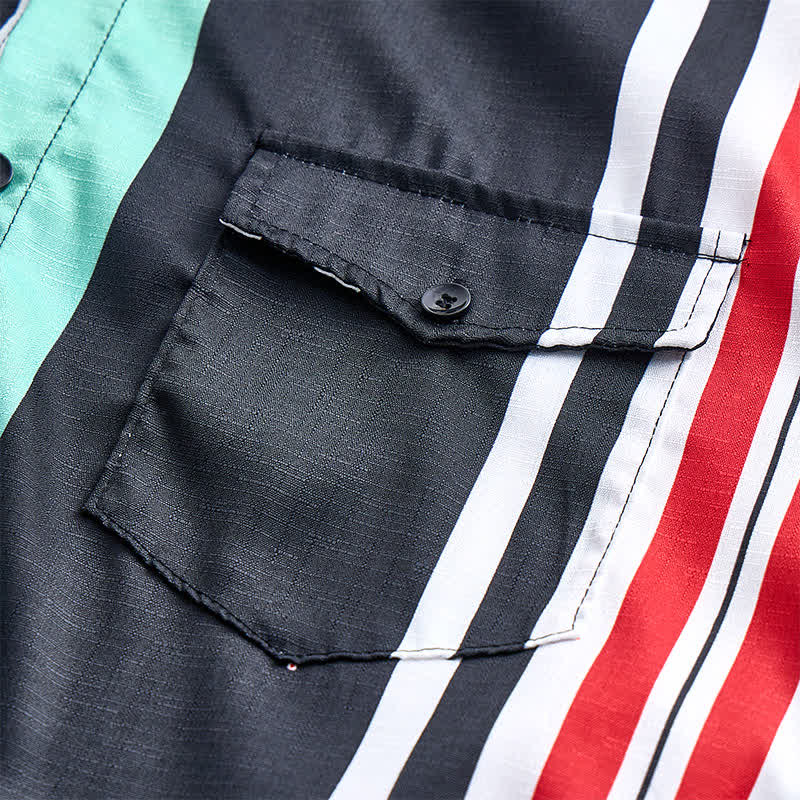 Men's Bold Multi-Color Block Striped Long Sleeve Shirt - image 5