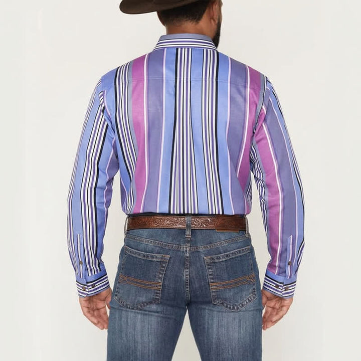 Men's Blue & Purple Aztec-Inspired Western Long Sleeve Shirt - image 3