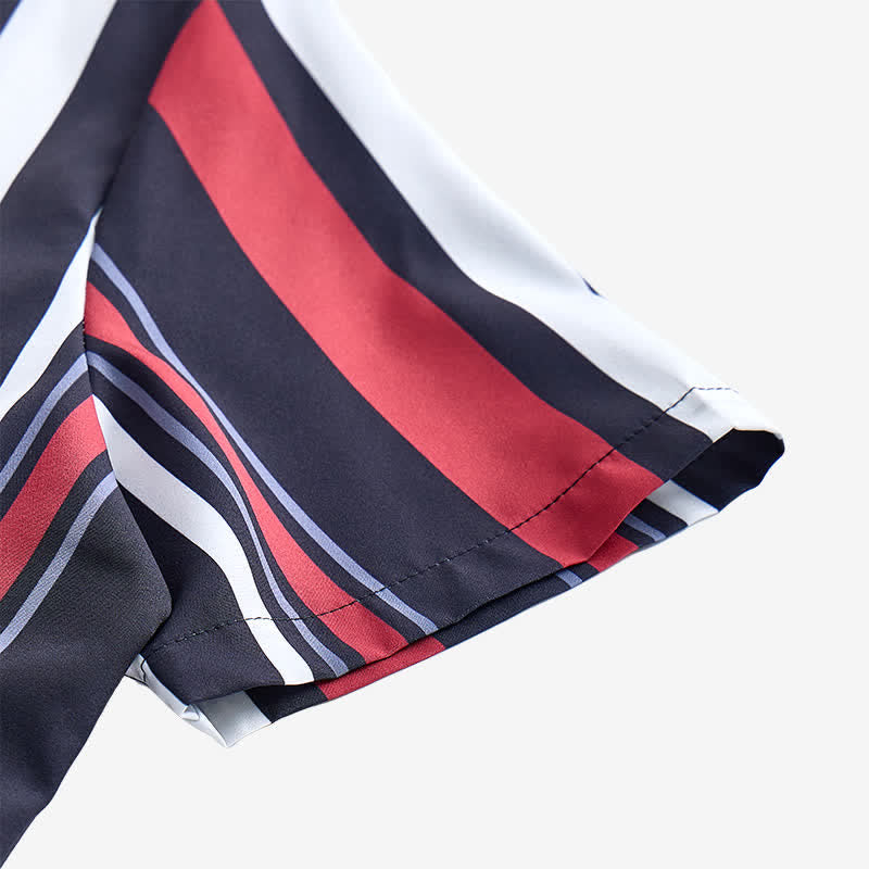 Men's Retro-Inspired Red Black Vertical Striped Shirt - image 6
