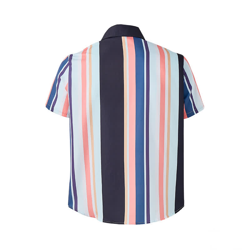 Men's Orange Black Vibrant Summer Striped Short Sleeve Shirt - image 8