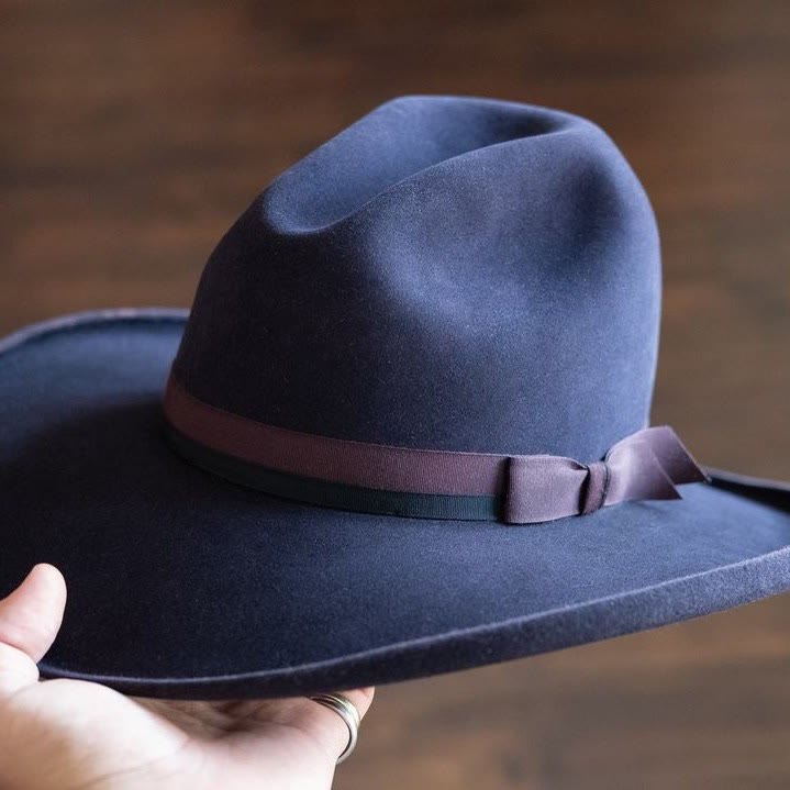 Classic Retro Pure Wool Felt Dress Hat - Dark Blue - L(23 1/4") - image 0