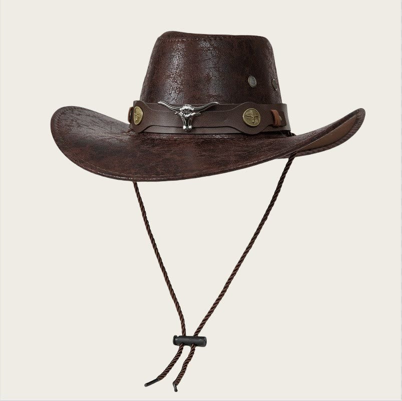 Vintage American Style Outdoor Cowboy Sun Hat - Dark Coffee - M (22"-22 7/8") - image 1