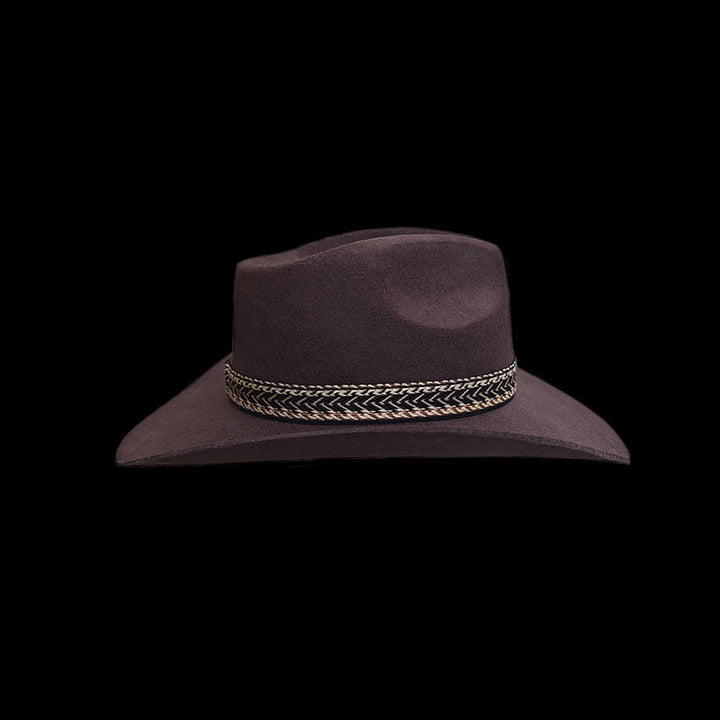 Solid Wool Felt Fedora with Decorative Woven Band Hat - image 3