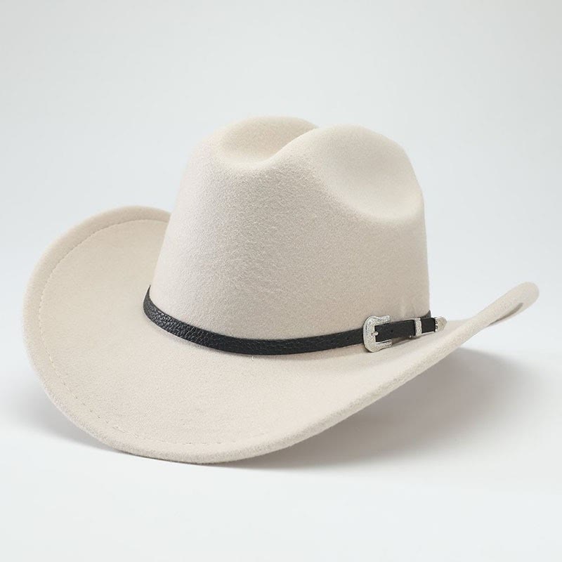 Wide Brim Retro Classic Western Cowboy Top Hat - Beige - M (22"-22 7/8") - image 1