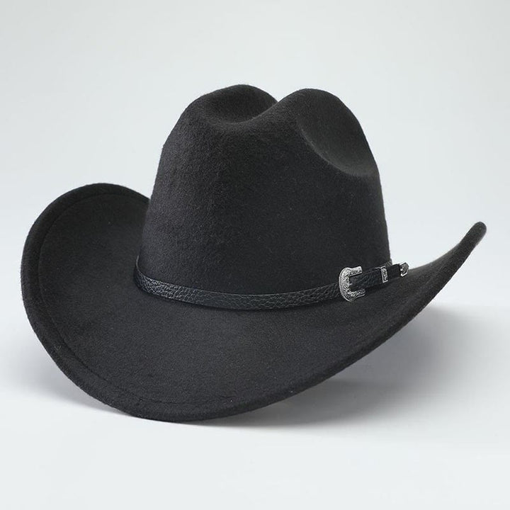 Wide Brim Retro Classic Western Cowboy Top Hat - Black - M (22"-22 7/8") - image 0