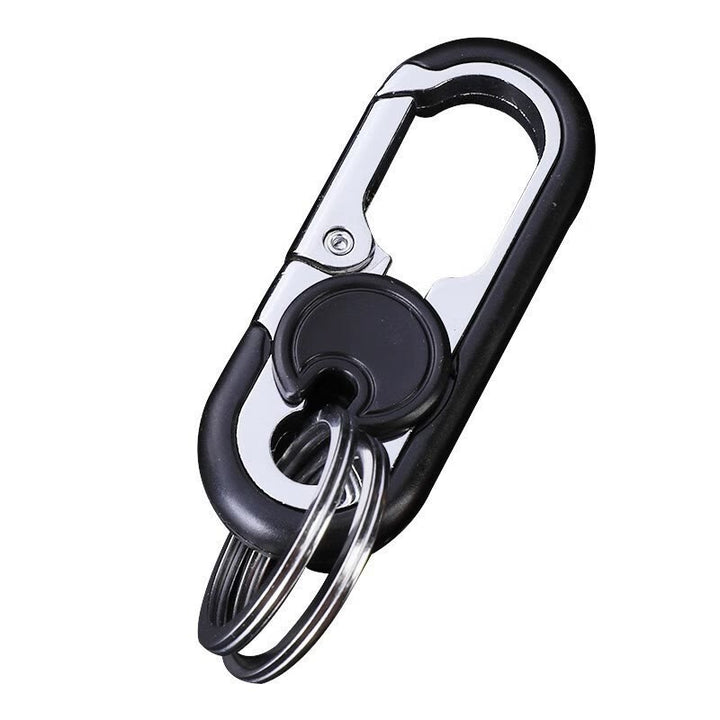 Creative Dual Ring Metal Waist Hanging Car Keychain - image 5