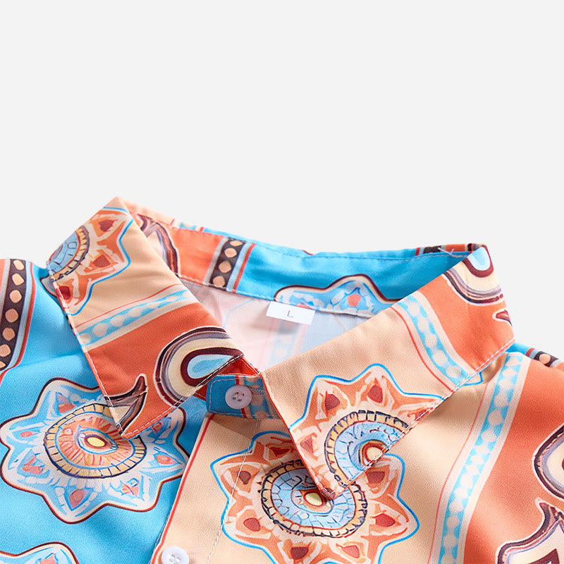 Men's Vintage Western Print Short Sleeve Button Up Shirt - image 8
