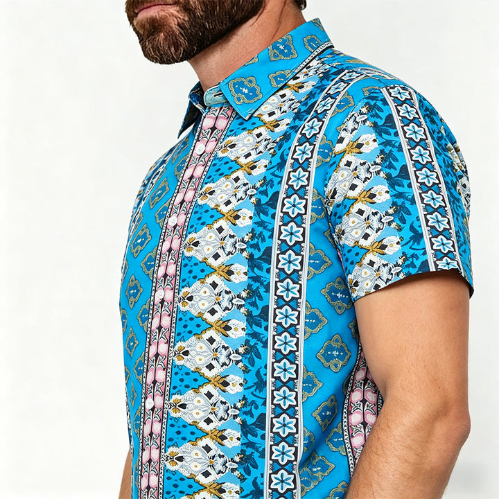 Men's Summer Western Graphic Print Short Sleeve Shirt - image 3