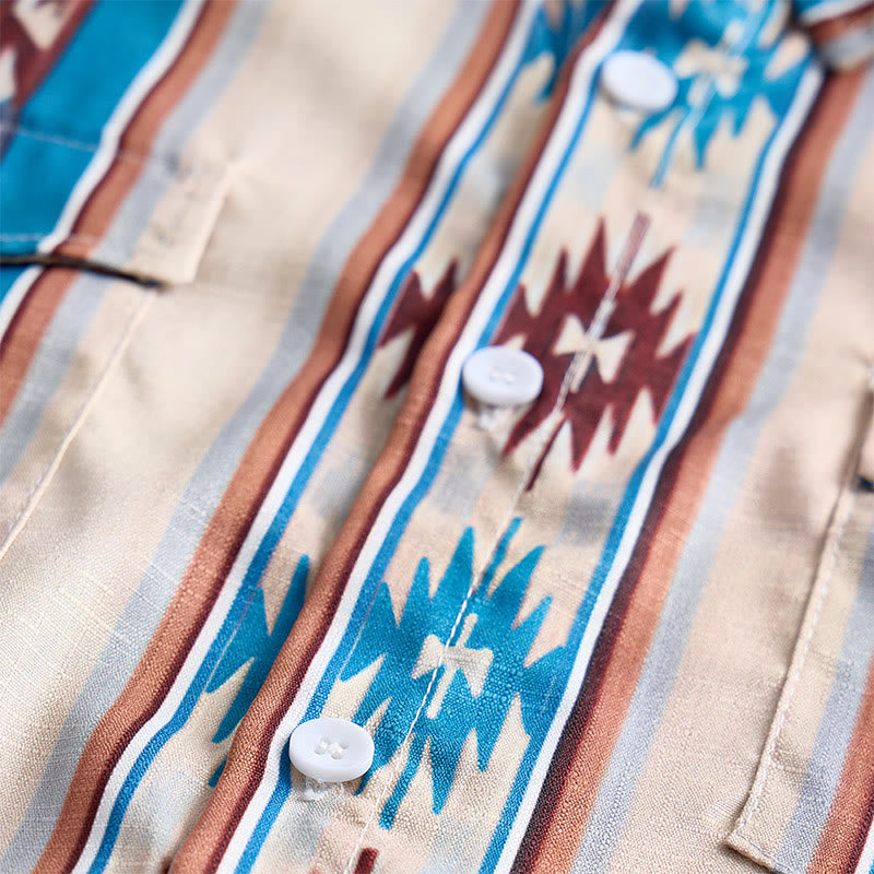 Men's Vintage Western Stripe Print Long Sleeve Casual Shirt - image 6