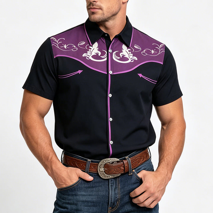 Men's Western Printed Short Sleeve Button Down Shirt - image 10