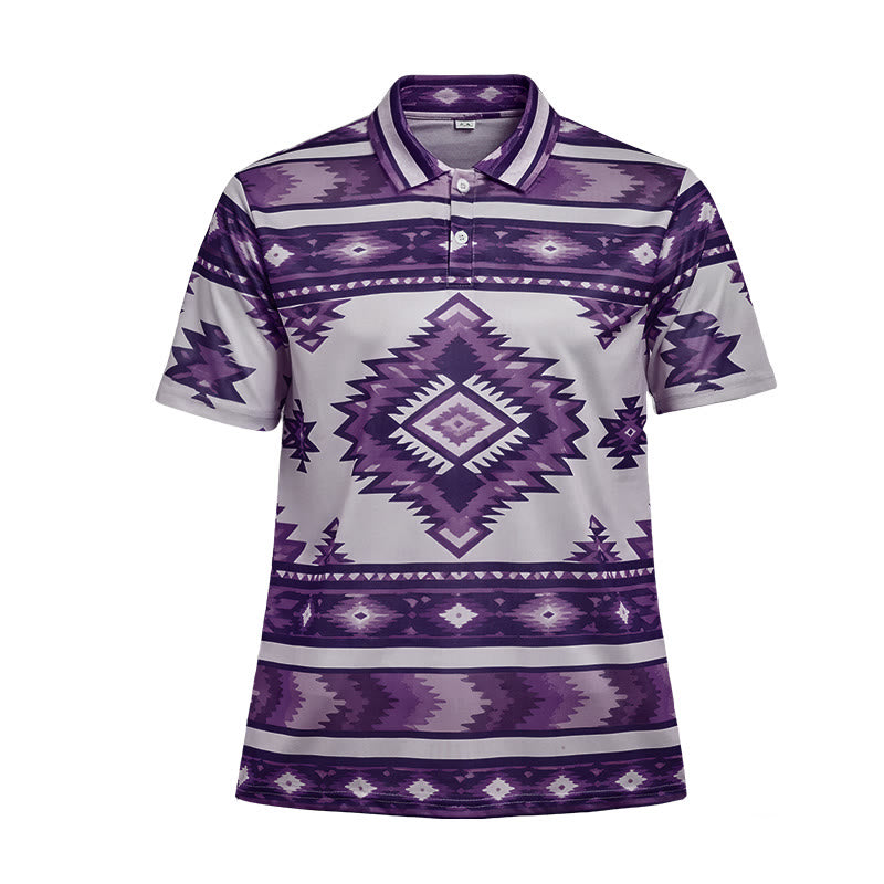 Men's Geometric Print Short Sleeve Casual Polo Shirt - image 37
