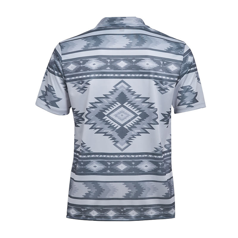 Men's Geometric Print Short Sleeve Casual Polo Shirt - image 35