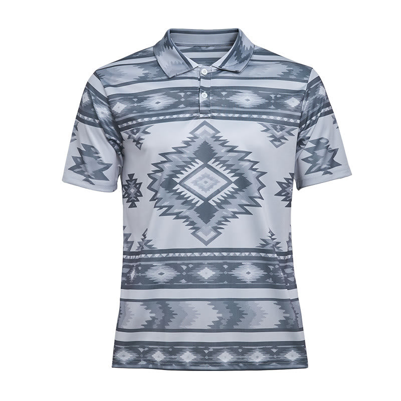 Men's Geometric Print Short Sleeve Casual Polo Shirt - image 34