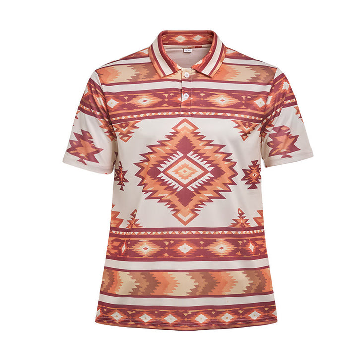 Men's Geometric Print Short Sleeve Casual Polo Shirt - image 32