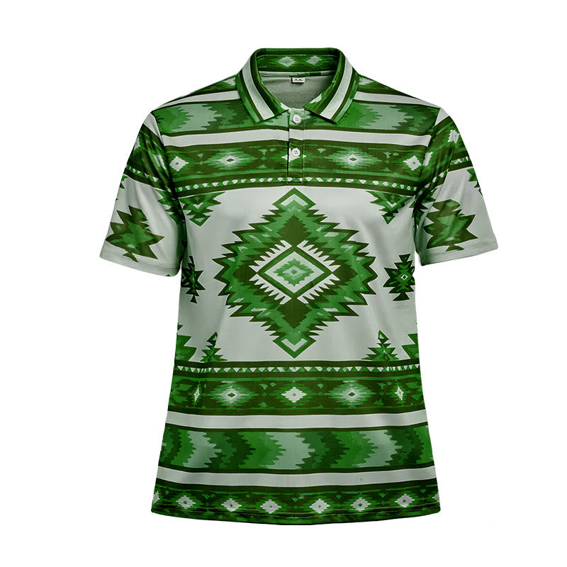 Men's Geometric Print Short Sleeve Casual Polo Shirt - image 39