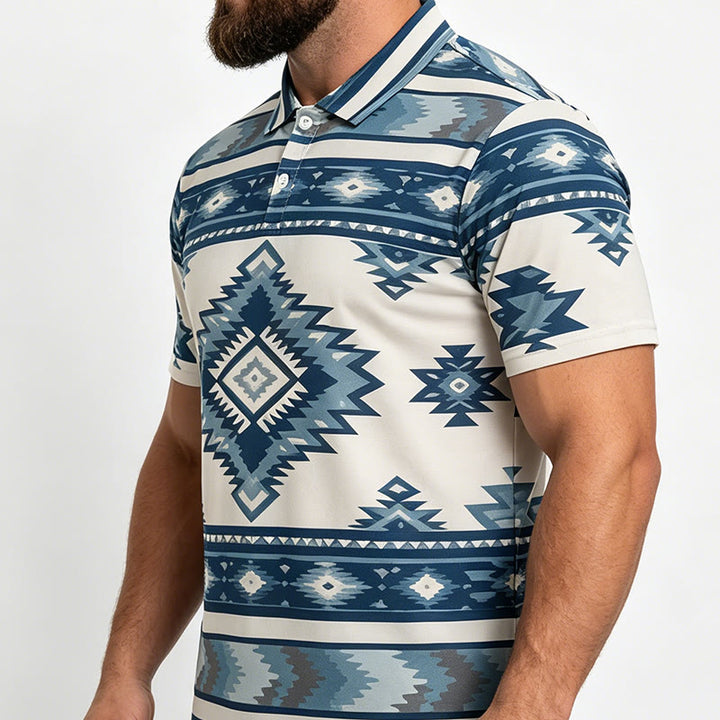Men's Geometric Print Short Sleeve Casual Polo Shirt - image 17