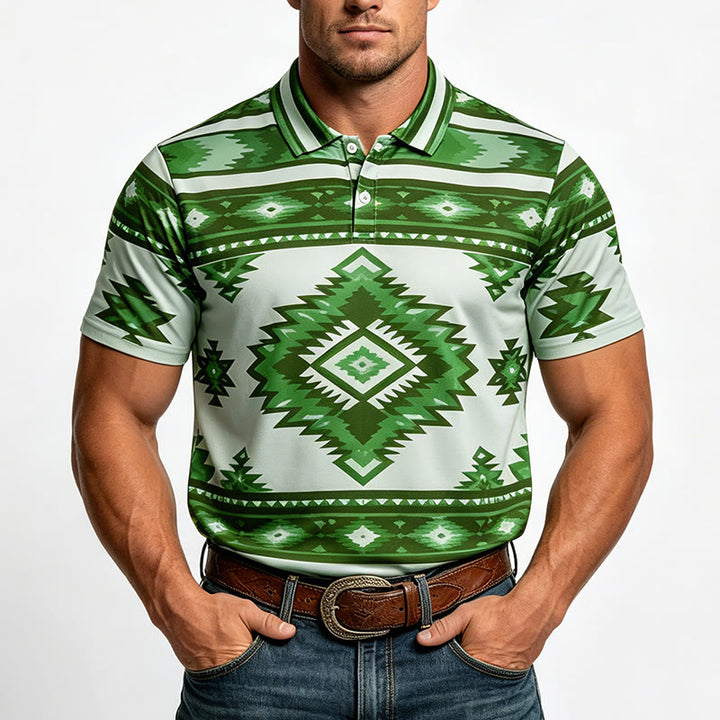 Men's Geometric Print Short Sleeve Casual Polo Shirt - image 24