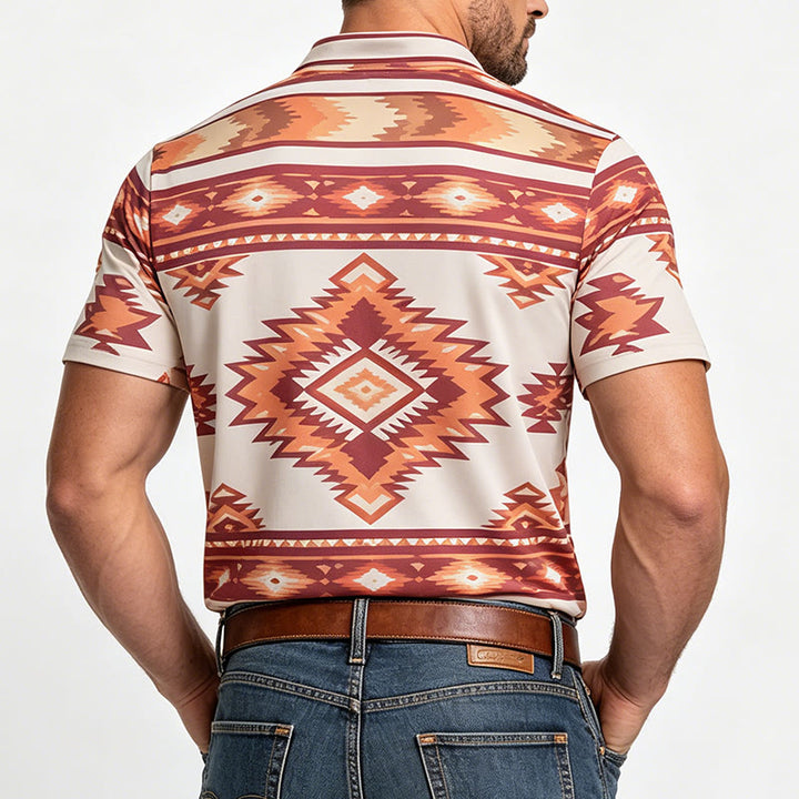Men's Geometric Print Short Sleeve Casual Polo Shirt - image 11