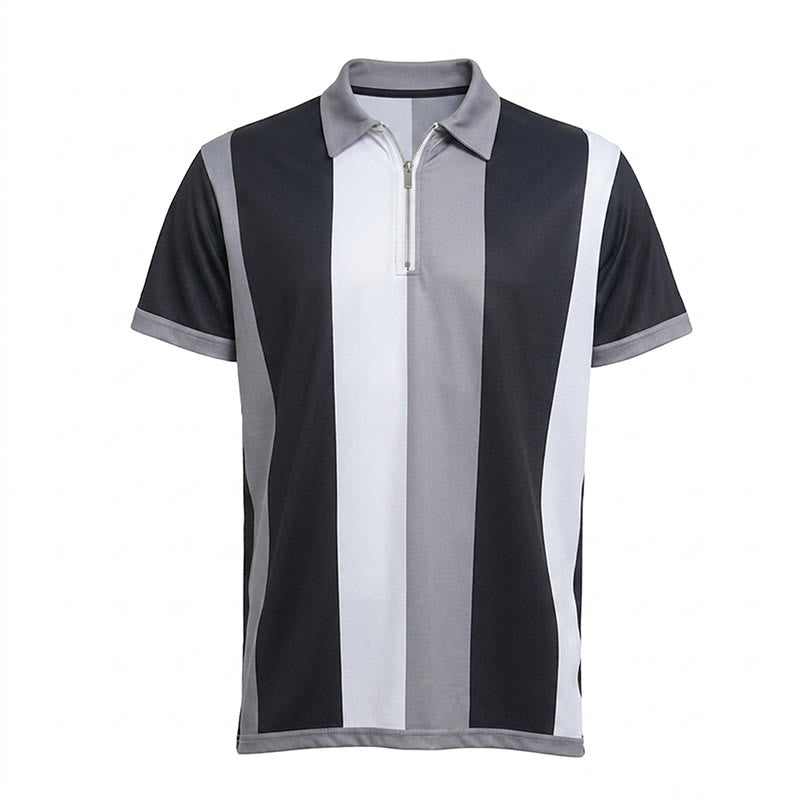 Men's Vintage Vertical Stripe Knit Short Sleeve Polo Shirt - image 35