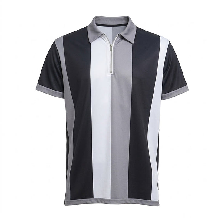 Men's Vintage Vertical Stripe Knit Short Sleeve Polo Shirt - image 35