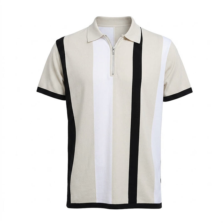 Men's Vintage Vertical Stripe Knit Short Sleeve Polo Shirt - image 34