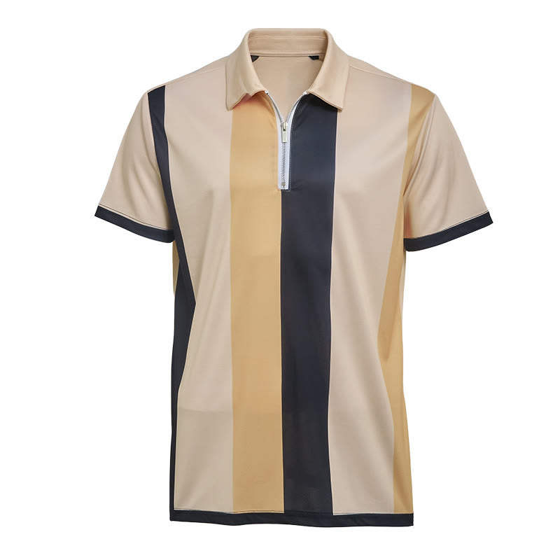 Men's Vintage Vertical Stripe Knit Short Sleeve Polo Shirt - image 36