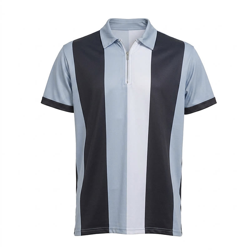 Men's Vintage Vertical Stripe Knit Short Sleeve Polo Shirt - image 33