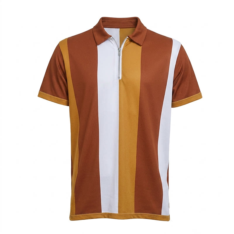 Men's Vintage Vertical Stripe Knit Short Sleeve Polo Shirt - image 38