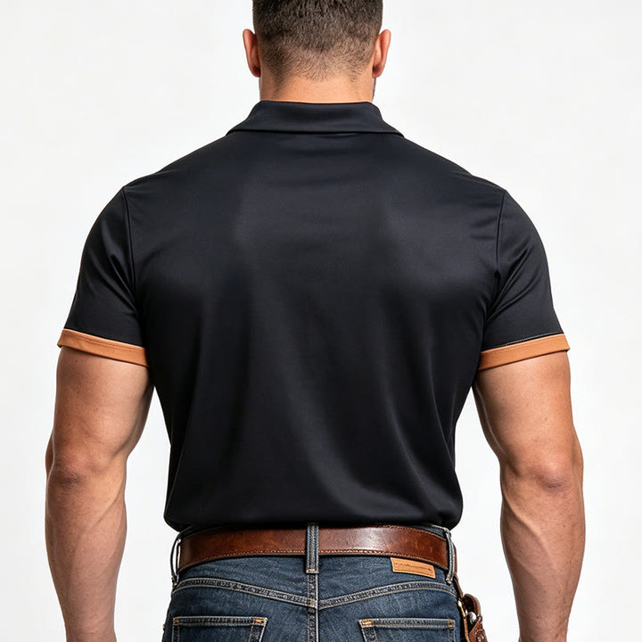 Men's Vintage Vertical Stripe Knit Short Sleeve Polo Shirt - image 2
