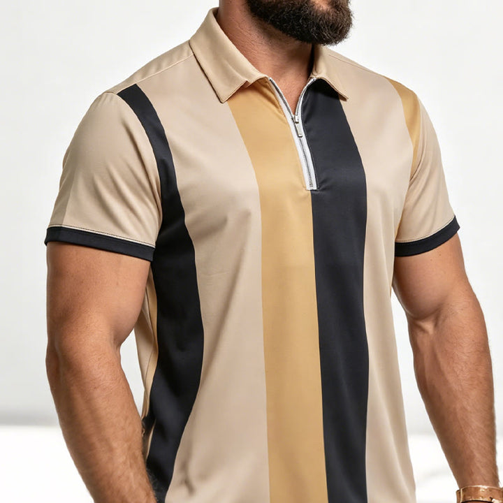 Men's Vintage Vertical Stripe Knit Short Sleeve Polo Shirt - image 17