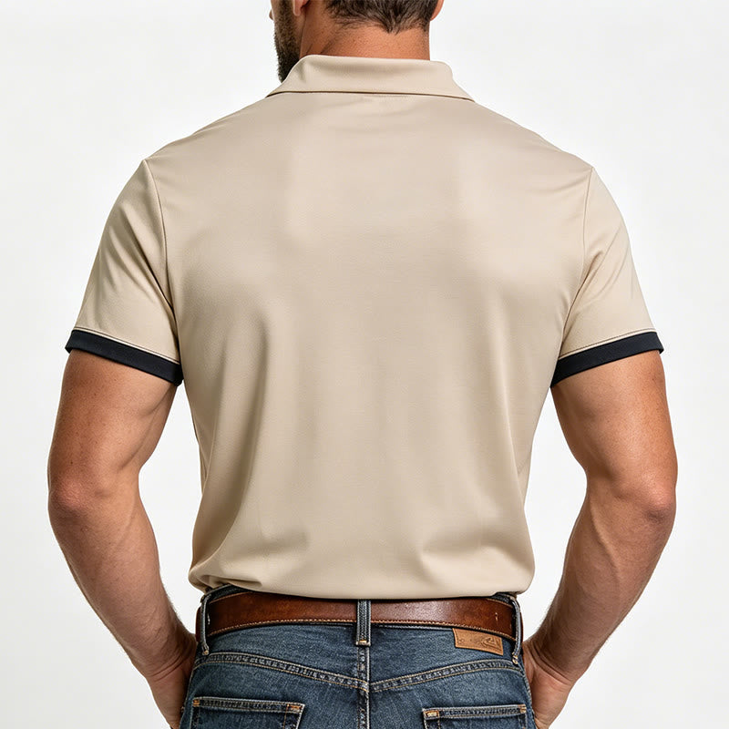 Men's Vintage Vertical Stripe Knit Short Sleeve Polo Shirt - image 16