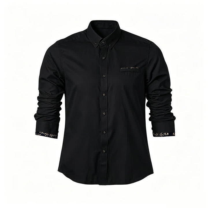 Men's Gold Baroque Accent Formal Business Dress Shirt - Black - 5XL - image 3