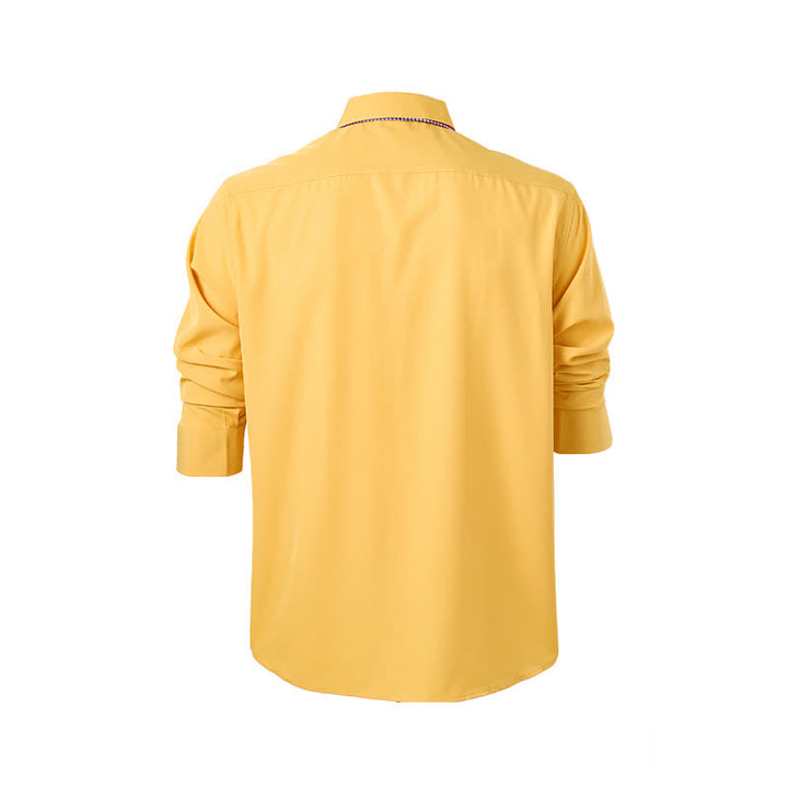 Refined Men's Gingham Contrast Double-Collar Dress Shirt - image 12