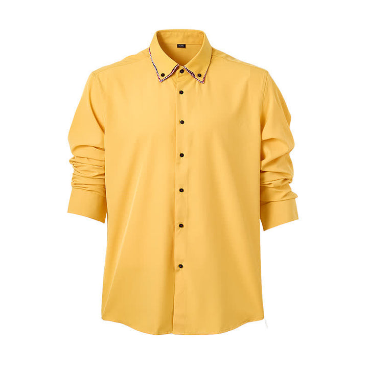 Refined Men's Gingham Contrast Double-Collar Dress Shirt - image 11