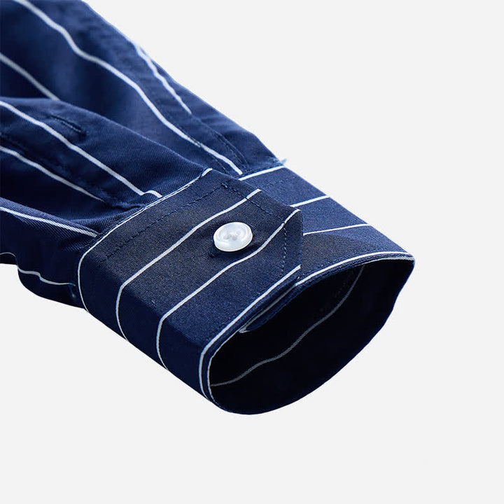 Men's Timeless Vertical Stripe Pattern Formal Dress Shirt - image 7