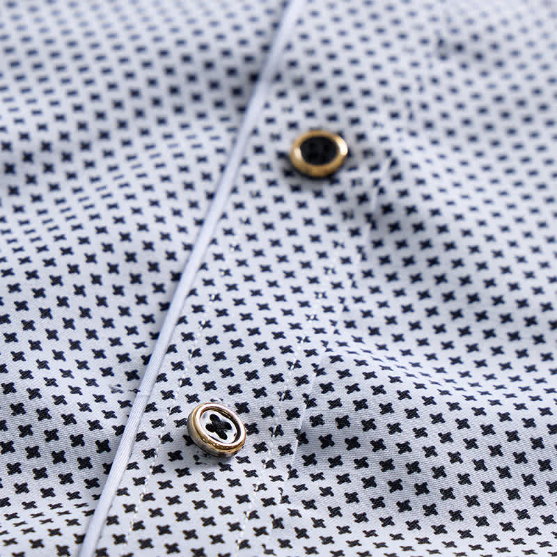 Men's Black & White Micro Cross Pattern Dress Shirt - image 5