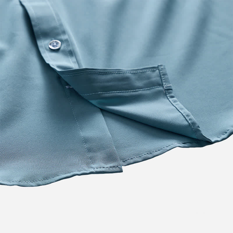 Men's Solid Collar Contrast Black Collar Dress Shirt - image 5