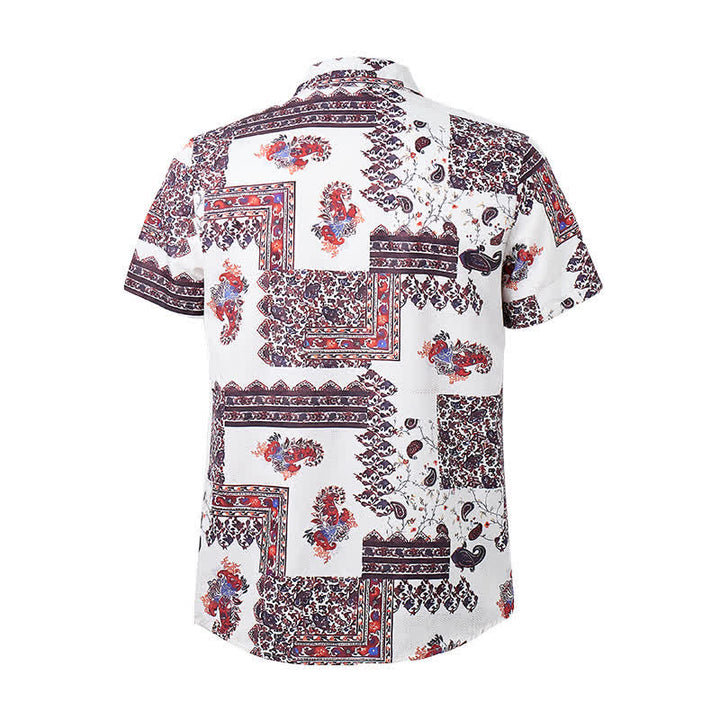 Men's Deep Brown & White Tribal Border Paisley Print Shirt - image 9