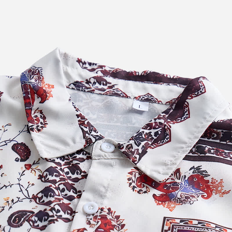 Men's Deep Brown & White Tribal Border Paisley Print Shirt - image 4