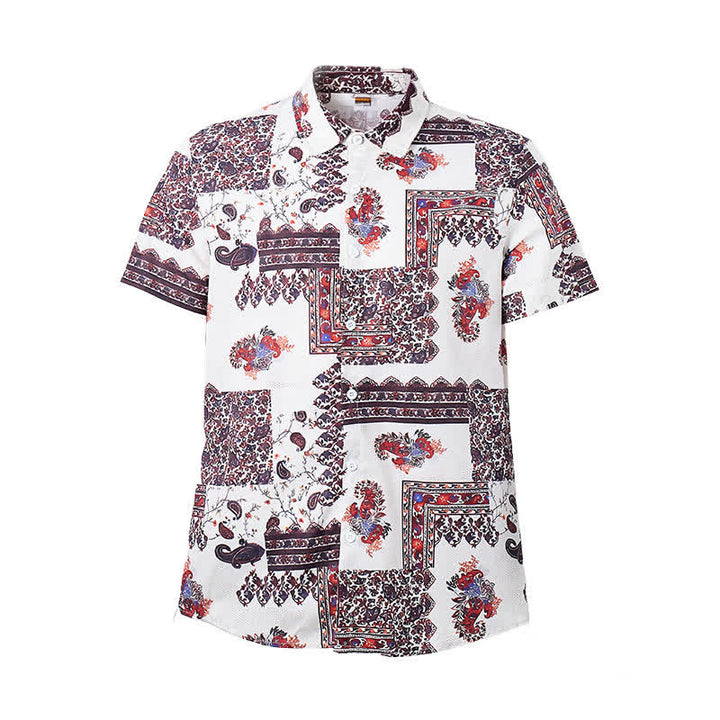 Men's Deep Brown & White Tribal Border Paisley Print Shirt - image 8