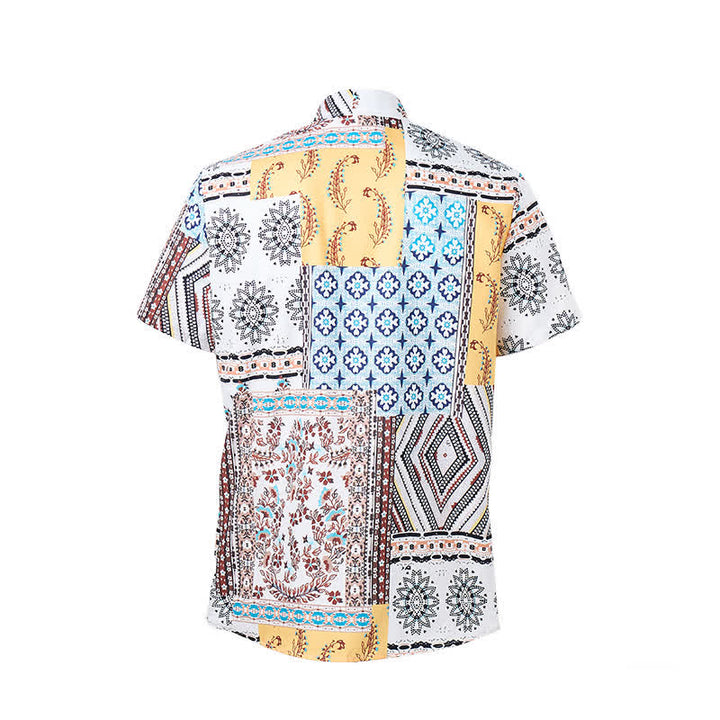 Men's Retro Aztec & Floral Patchwork Paisley Print Shirt - image 9
