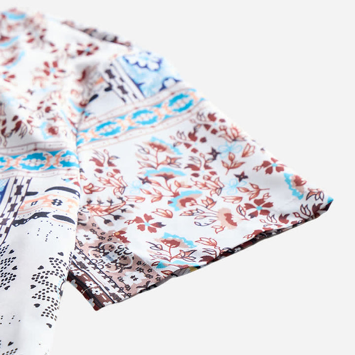 Men's Retro Aztec & Floral Patchwork Paisley Print Shirt - image 7