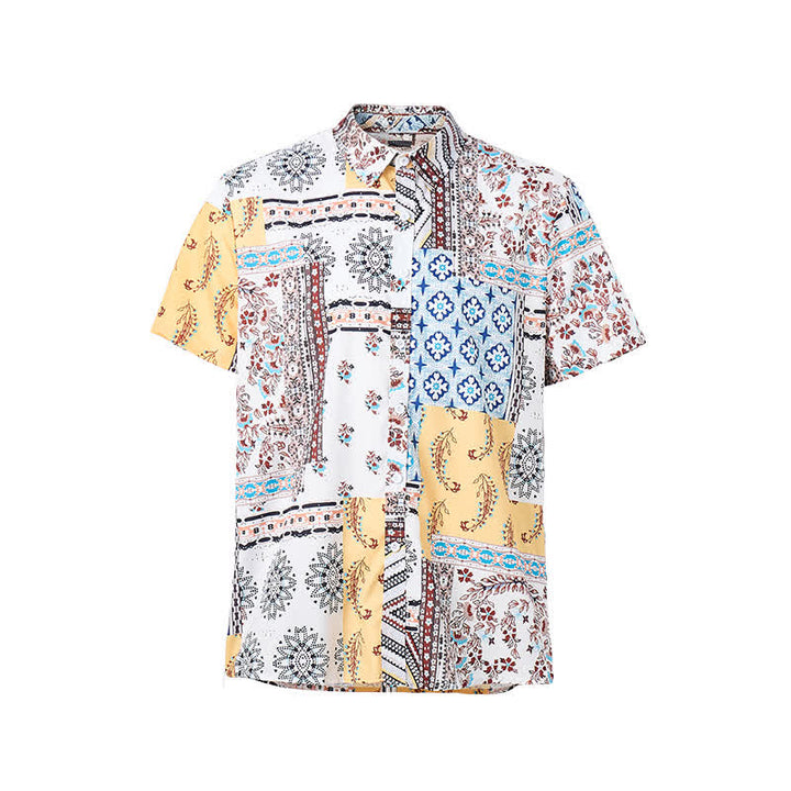 Men's Retro Aztec & Floral Patchwork Paisley Print Shirt - image 8