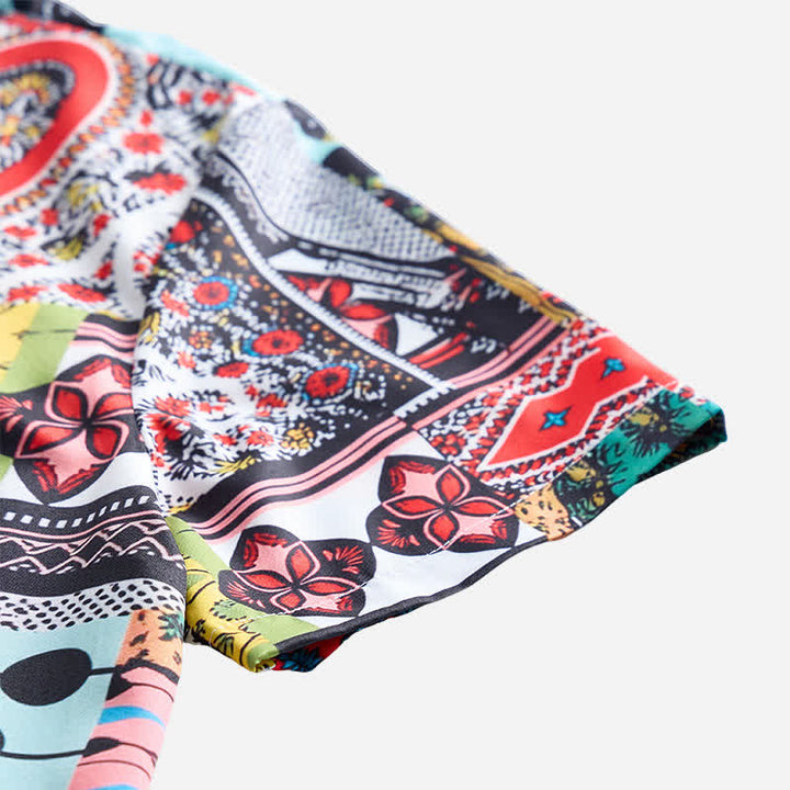 Men's Retro Ethnic Multicolor Geometric Paisley Block Print Shirt - image 4