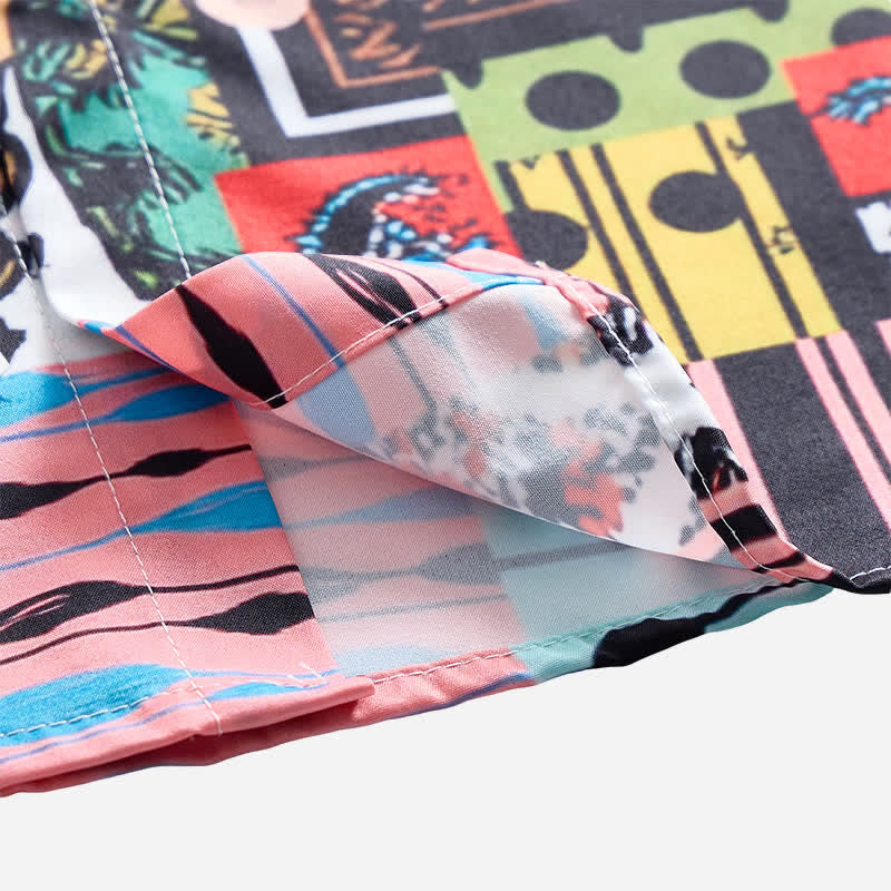 Men's Retro Ethnic Multicolor Geometric Paisley Block Print Shirt - image 5