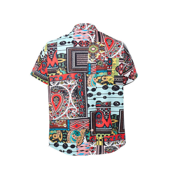 Men's Retro Ethnic Multicolor Geometric Paisley Block Print Shirt - image 9