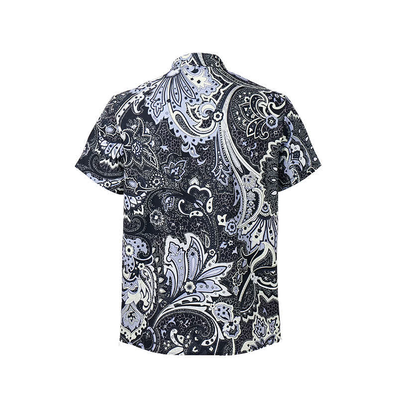 Men's Grey & White Floral Paisley Print Casual Shirt - image 9