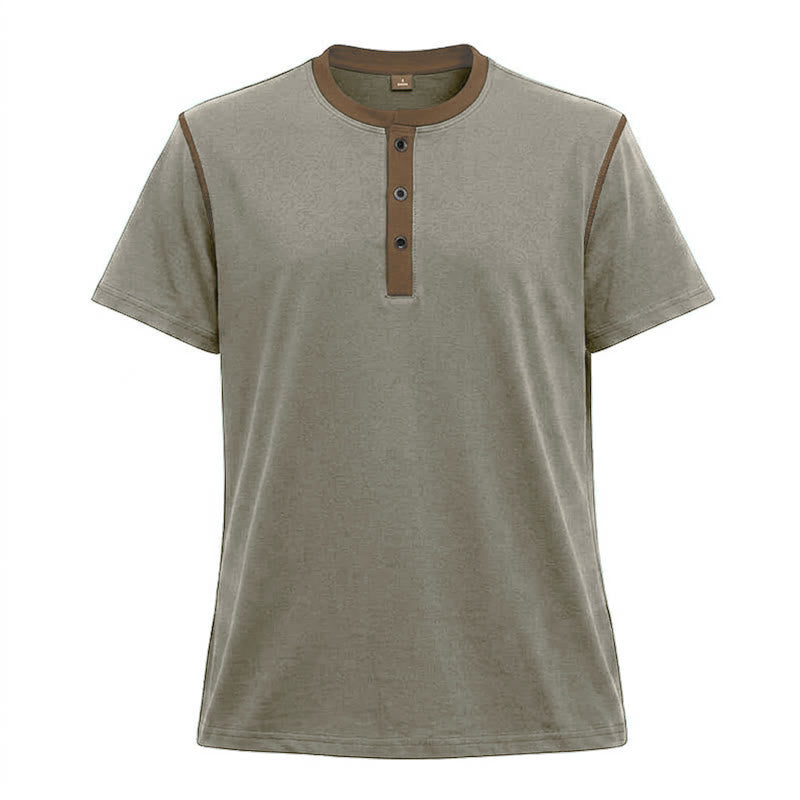 Men's Round Neck Contrast Stitch Short Sleeve Polo Shirt - Grey - 3XL - image 13