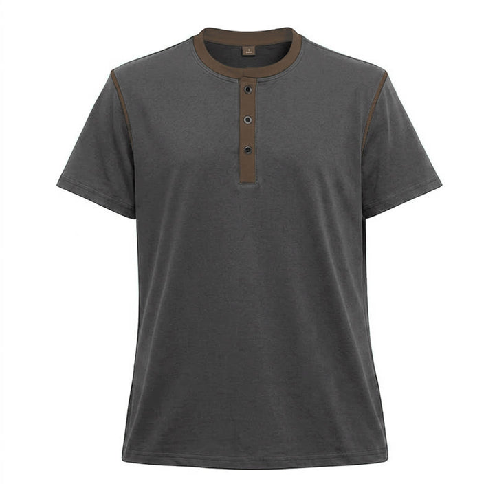 Men's Round Neck Contrast Stitch Short Sleeve Polo Shirt - Dark Ash Gray - 3XL - image 33